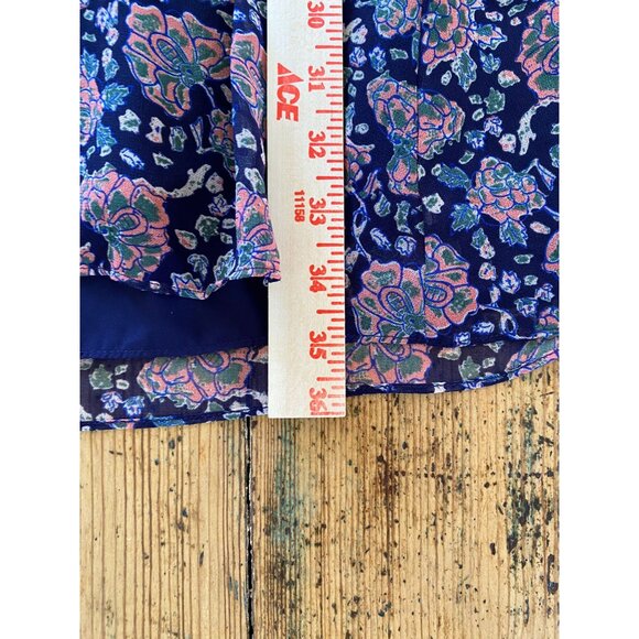 Madewell Womens Floral Print‎ V-Neck Short Sleeve Dress Size 6 Navy Polyester - Picture 7 of 8